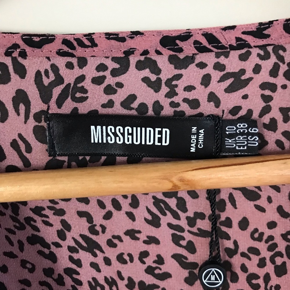 NWT Pink Leopard Print Misguided Wrap Dress - Picture 3 of 9
